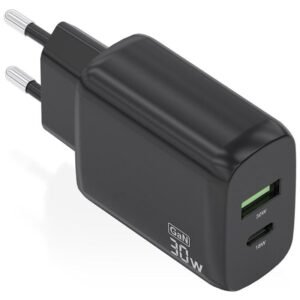 Cargador de pared gan aisens a110-0924/ 1xusb tipo-c/ 1xusb/ 30w/ negro