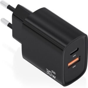 Cargador de pared gan aisens a110-0953/ 1xusb tipo-c/ 1xusb/ 30w/ negro