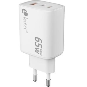 Cargador de pared gan leotec lecsph65w3w2/ 2xusb tipo-c/ 1xusb/ 65w