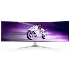 Monitor gaming ultrapanorámico curvo philips evnia 8000 49m2c8900l 49’/ dual qhd/ 0.03ms/ 144hz/ oled/ multimedia/ blanco