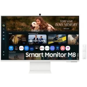 Smart monitor samsung m8 m80f s32fm801uu 32’/ 4k/ multimedia/ regulable en altura/ smart tv/ webcam/ blanco