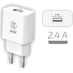 Cargador de pared tech one tech tec2904/ 1xusb/ 2.4a/ blanco
