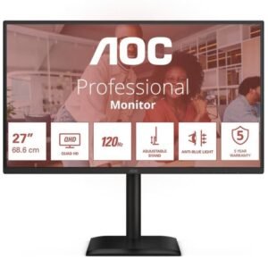 Monitor profesional aoc q27e4cv 27’/ qhd/ multimedia/ regulable en altura/ negro