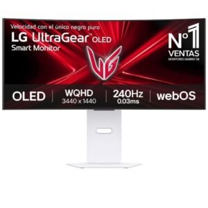 Smart monitor gaming ultrapanorámico curvo lg ultragear 34gx90sa-w 34’/ wqhd/ multimedia/ 0.03ms/ 240hz/ oled/ regulable en