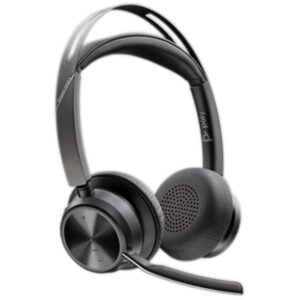 Auriculares inalámbricos polyvoyager focus 2 usb-c-c + adaptador usb-c/a/ con micrófono/ bluetooth/ negros