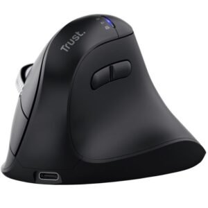 Ratón vertical inalámbrico trust vyran 26107/ batería recargable/ hasta 3200 dpi
