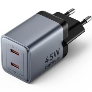 Cargador de pared gan vention fcdh0-eu/ 2xusb tipo-c/ 45w