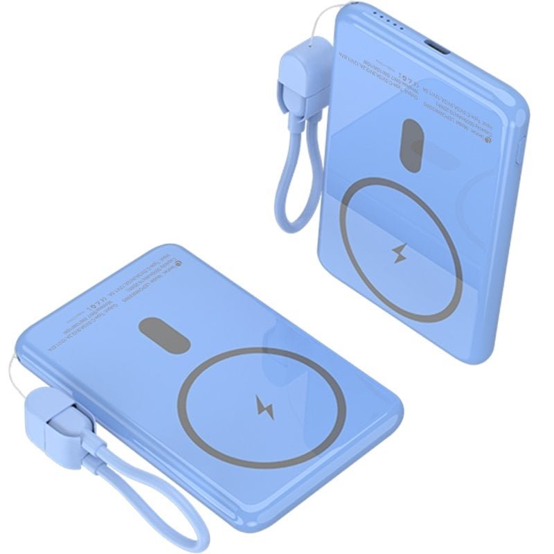 Powerbank 5000mah leotec lepoww20w5b/ 20w/ wireless/ azul/ incluye cable usb tipo-c
