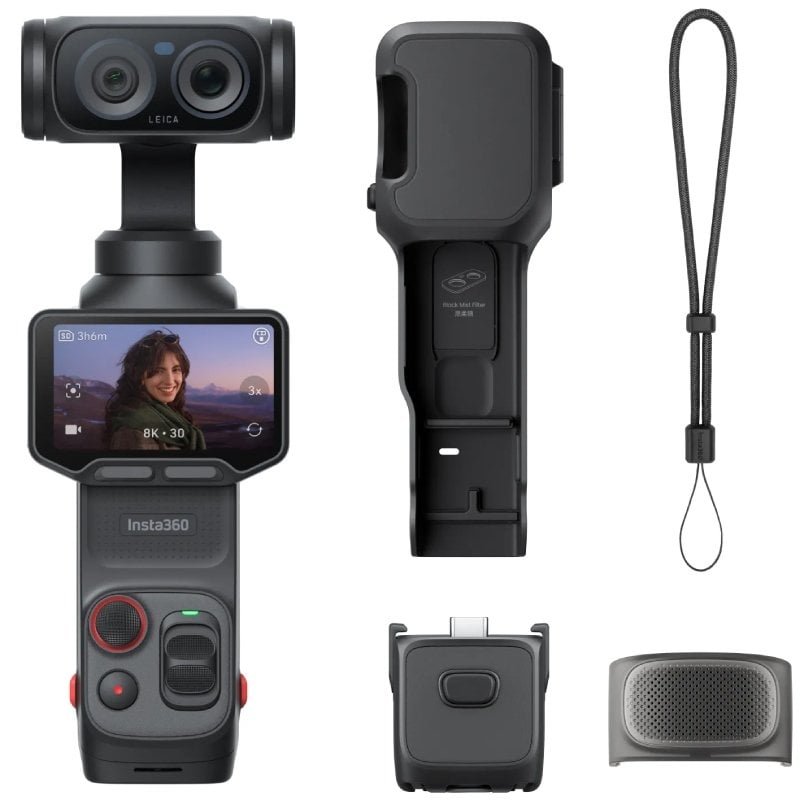 Cámara digital deportiva insta360 luna pro/ 8k/ ángulo de visión 360º/ negra