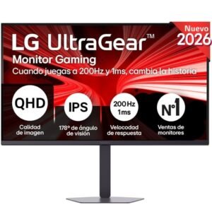 Monitor gaming lg ultragear 32g620b-b 31.5’/ qhd/ 1ms/ 200hz/ ips/ regulable en altura/ negro
