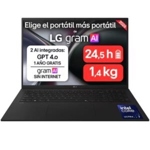 Portátil lg gram 17zd90tl-g.ax85bn intel core ultra 7-258v/ 32gb/ 512gb ssd/ 17’/ sin sistema operativo