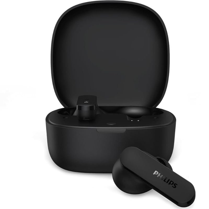 Auriculares bluetooth philips tat2100bk con estuche de carga/ autonomía 8h/ negros