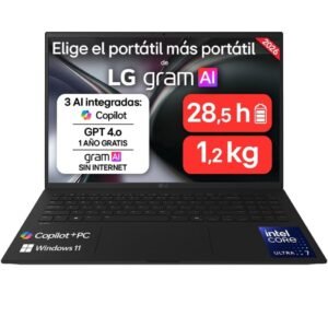 Portátil lg gram 16z90tl-v.az85bn intel core ultra 7-258v/ 32gb/ 512gb ssd/ 16’/ win11 pro